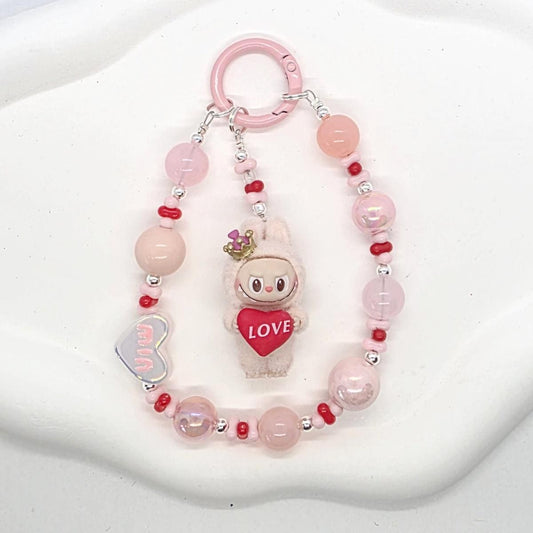 Labubu The Monsters LOVE POPMART Bean one-of-a-kind high quality beads - keychain or phone charm, furry | Macaron Larger | Gift