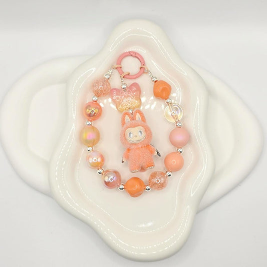 Custom Labubu Zimomo The Monsters soft fur 3" Bean ! one-of-a-kind handmade - keychain, phone charm, angel in clouds |