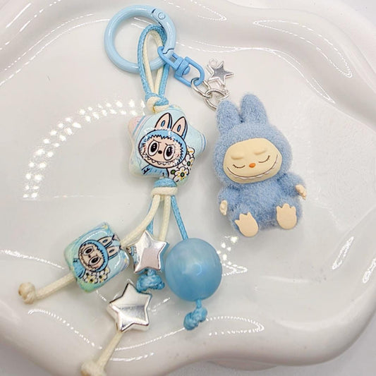 Labubu Furry mini bean with beaded cord, cellphone or bag charm | miu | labubu beads Mother's Day