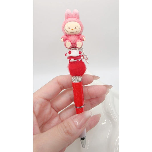 Labubu The Monsters soft short fur Bean! one-of-a-kind handmade pen!