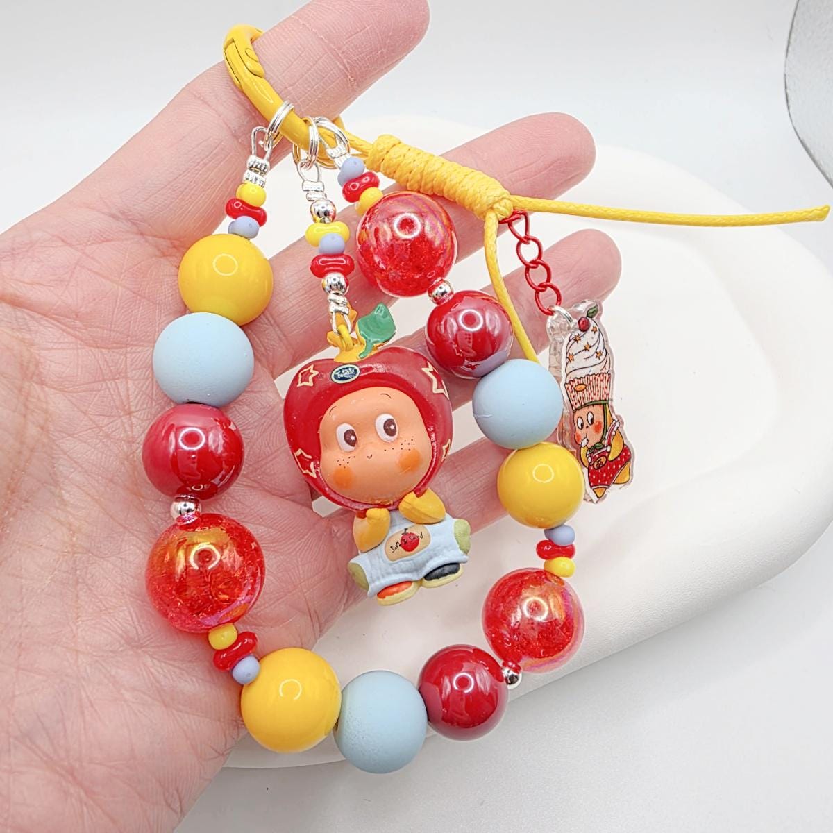 StudioNisy Handmade Twinkle Twinkle medium sized bean beaded keychain or phone charm