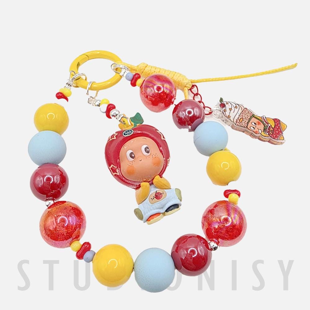 StudioNisy Handmade Twinkle Twinkle medium sized bean beaded keychain or phone charm