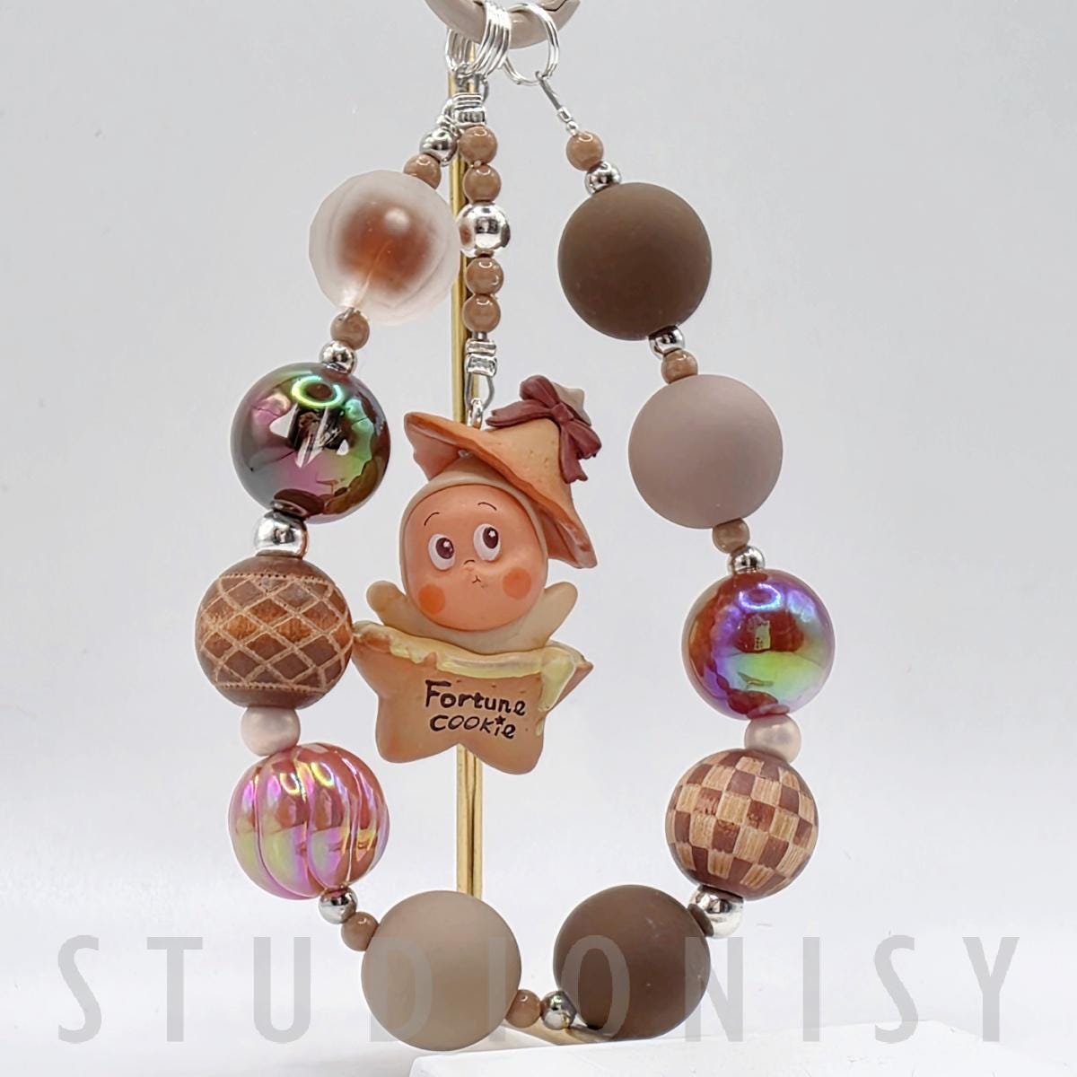 StudioNisy Handmade Twinkle Twinkle medium sized bean beaded keychain or phone charm