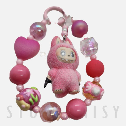 StudioNisy Labubu Zimomo The Monsters soft fur 3" Bean - keychain, phone charm, angel in clouds unique