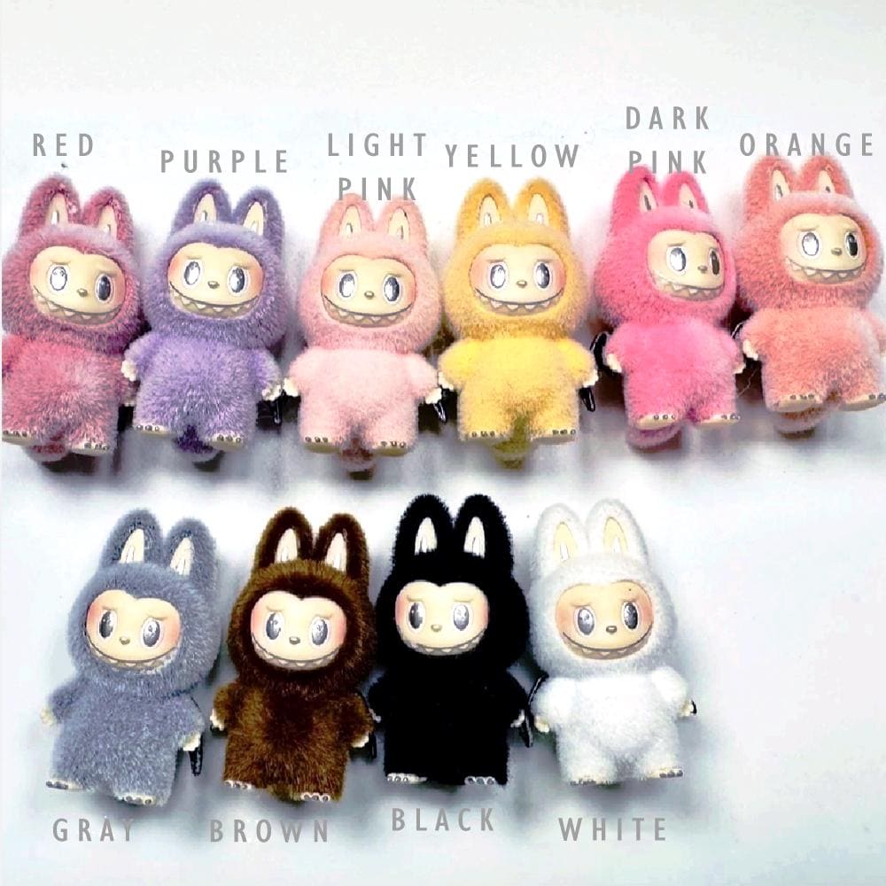 StudioNisy Labubu Zimomo The Monsters soft fur 3" Bean - keychain, phone charm, angel in clouds unique