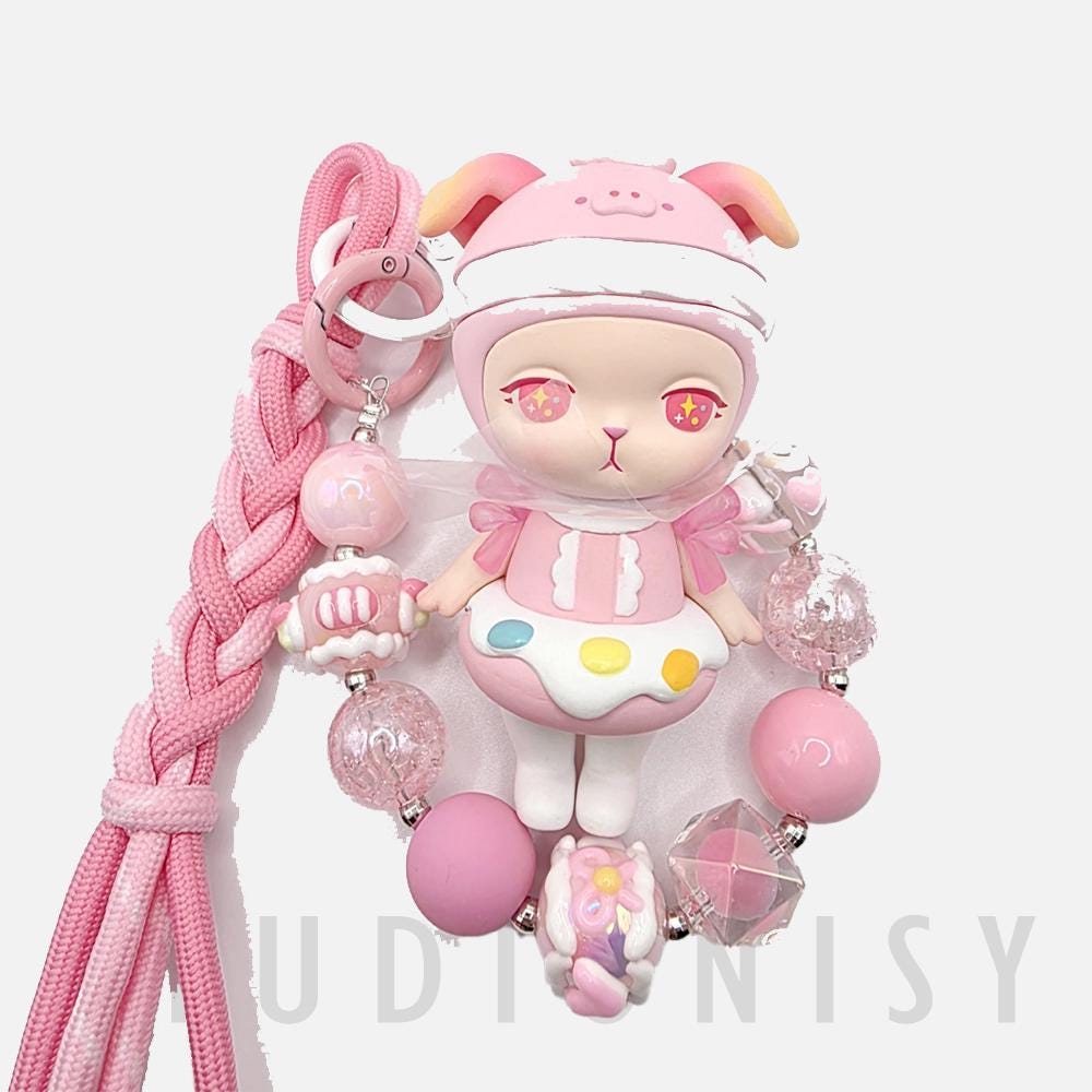 StudioNisy Authentic Popmart BUNNY horoscope with beaded keychain and Figure Kawaii | Cute Chain
