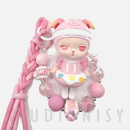 StudioNisy Authentic Popmart BUNNY horoscope with beaded keychain and Figure Kawaii | Cute Chain