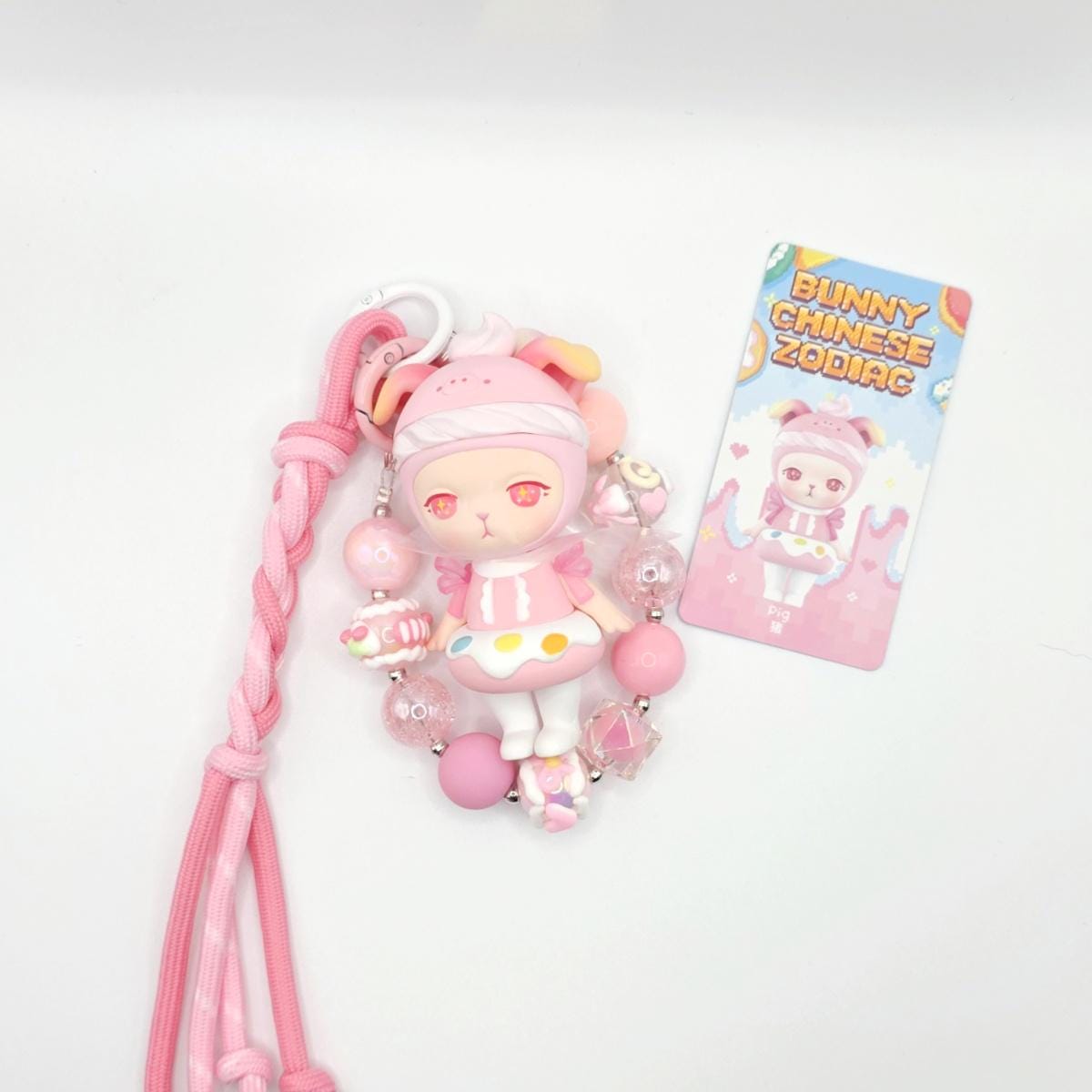 StudioNisy Authentic Popmart BUNNY horoscope with beaded keychain and Figure Kawaii | Cute Chain