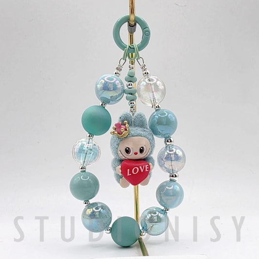 StudioNisy Handmade keychain/phone strap Labubu The Monsters LOVE POPMART Bean