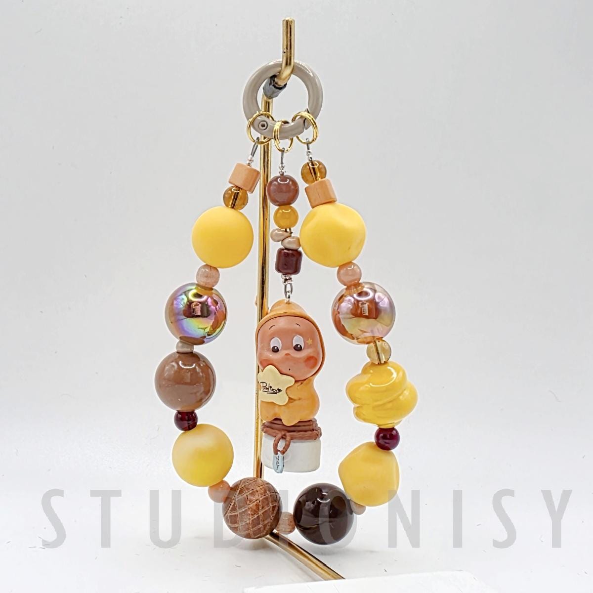 StudioNisy Handmade Twinkle Twinkle medium sized bean beaded keychain or phone charm