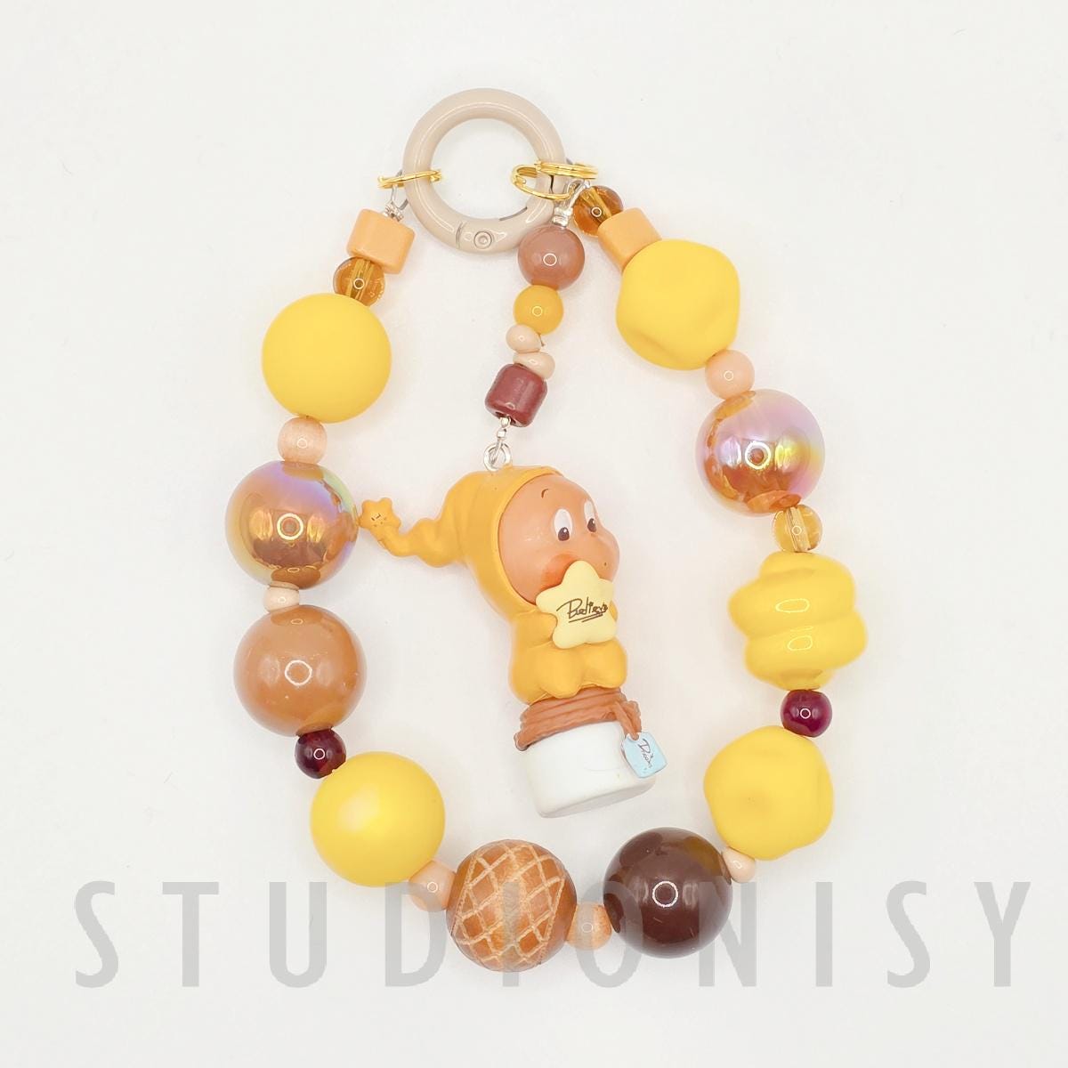 StudioNisy Handmade Twinkle Twinkle medium sized bean beaded keychain or phone charm