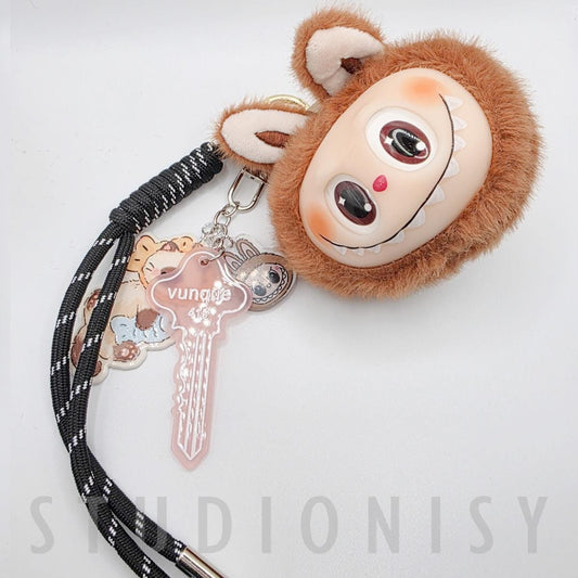 StudioNisy Handmade Cute face Labubu Head Plushy keychain or bag charm Labubu