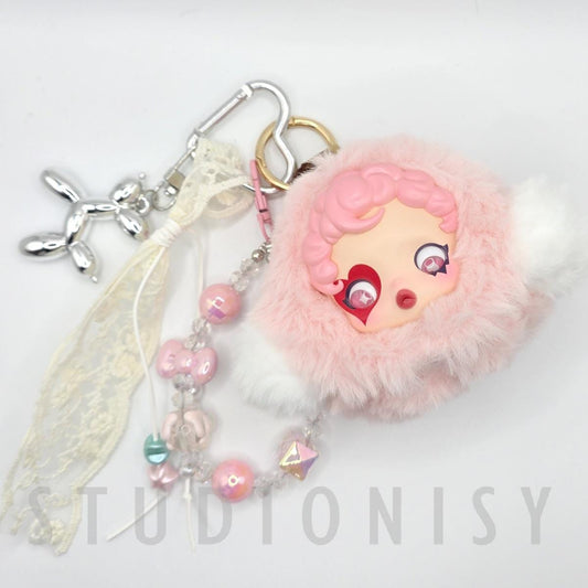 StudioNisy Handmade Skull Panda SPHead Plushy keychain, or bag charm head,