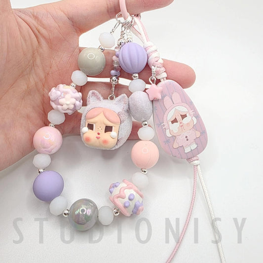 StudioNisy Handmade Crybaby Powerpuff beaded keychain or phone charm bag charm