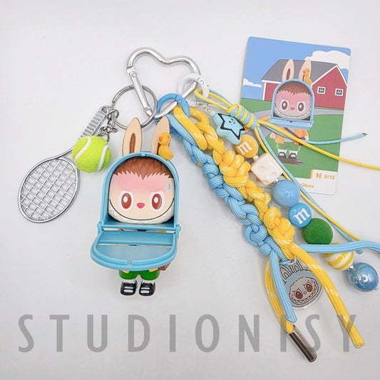 StudioNisy Popmart Almost Hidden Authentic Figure keychain with beaded chain | phone or bag charm |
