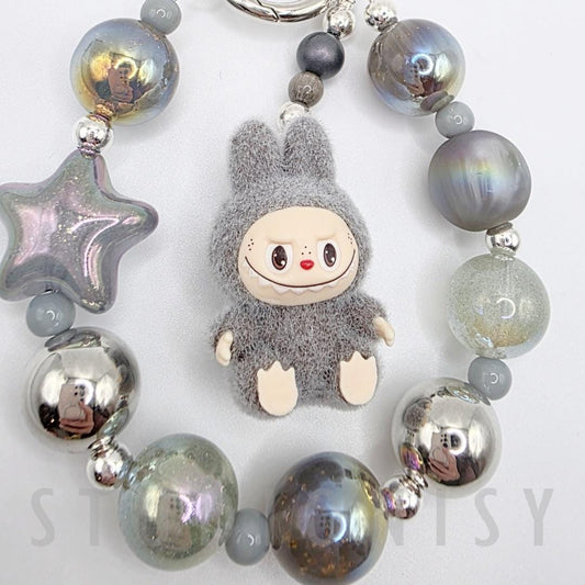 StudioNisy LABU The Monsters soft short fur Bean oneofakind handmade - keychain or phone charm