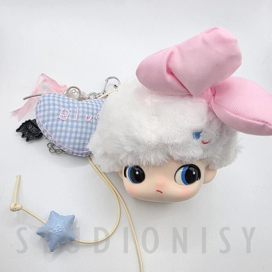 StudioNisy Handmade Dimoo World Daisy Pluto Head Plushy keychain, or bag charm