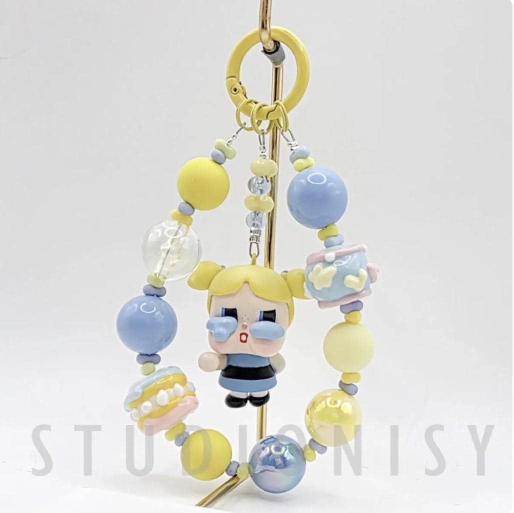 StudioNisy Handmade crybb Powerpuff beaded keychain or phone charm bag charm