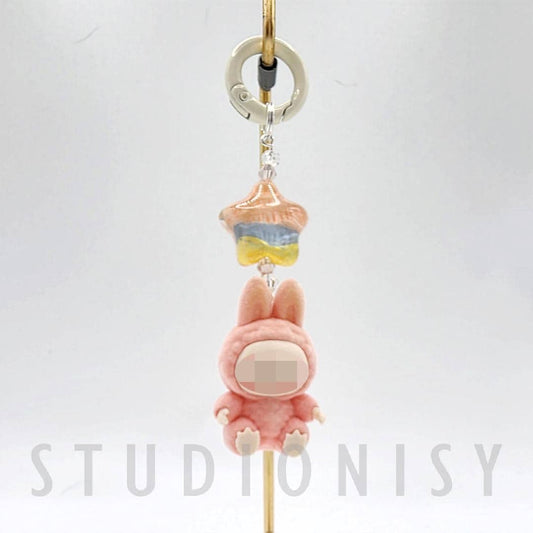 StudioNisy Handmade Labu crybb Bean with custom special bead - handmade keychain or phone charm