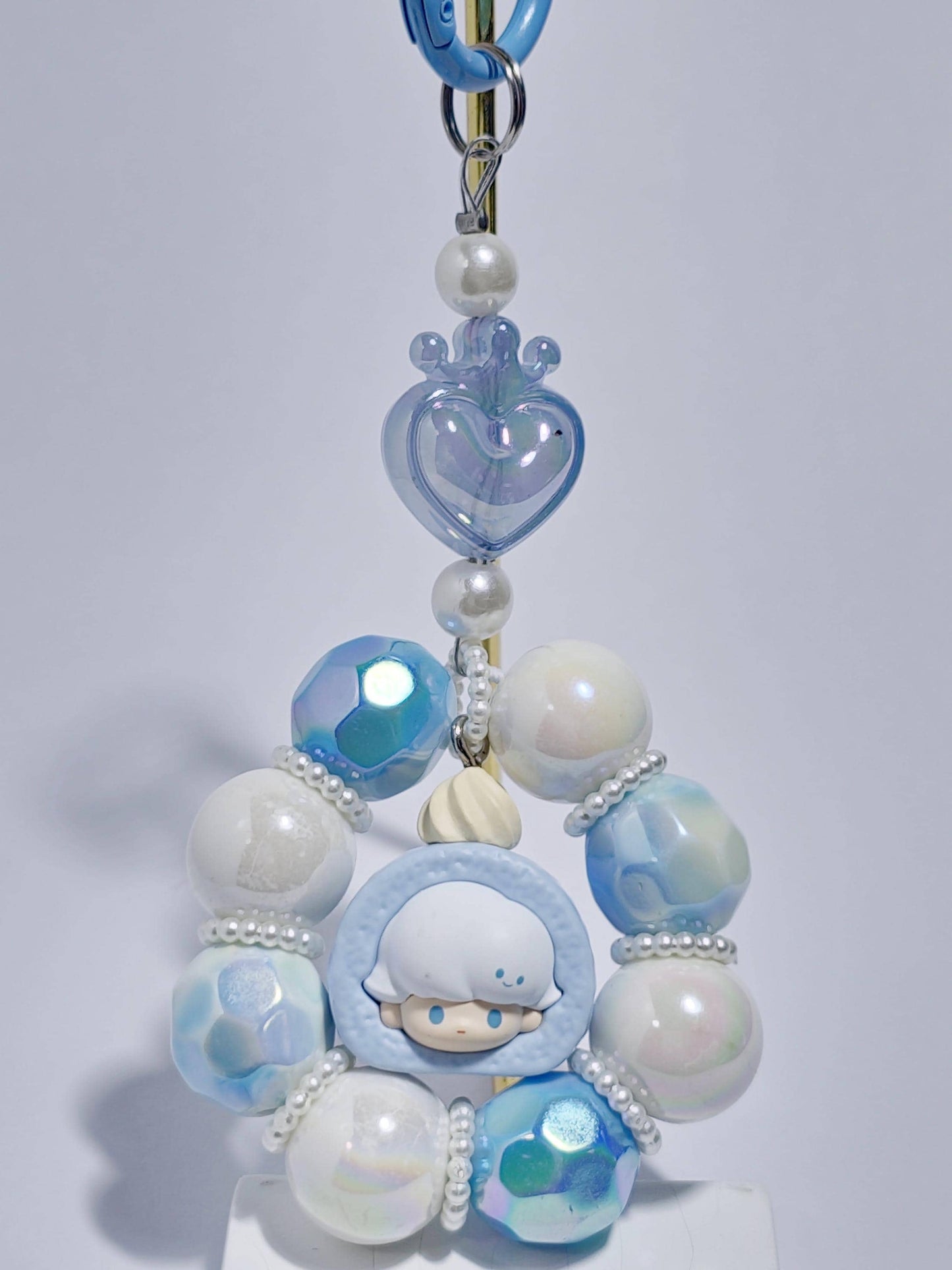 Handmade Beaded Keychain with Panda Charm, Pastel Cartoon Accessory Dimoo